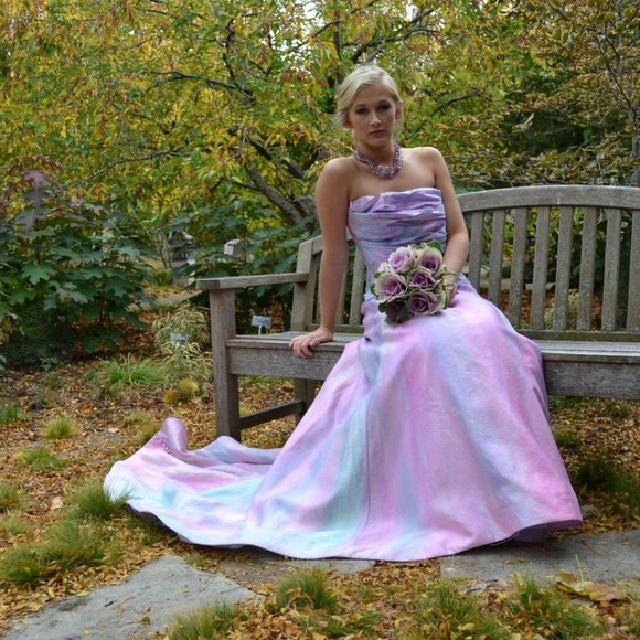 NEW Bohemian Beach Wedding Dress 6 8 10 dyed pink rose white purple blue medium - Picture 4 of 13